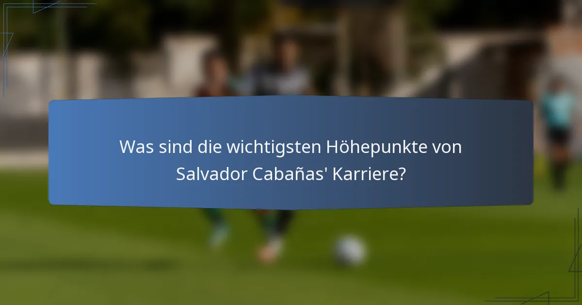 Was sind die wichtigsten Höhepunkte von Salvador Cabañas' Karriere?